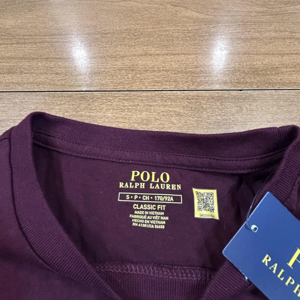 Polo Ralph Lauren Shirt Mens Small Purple Classic Fit Long Sleeve T-Shirt NEW